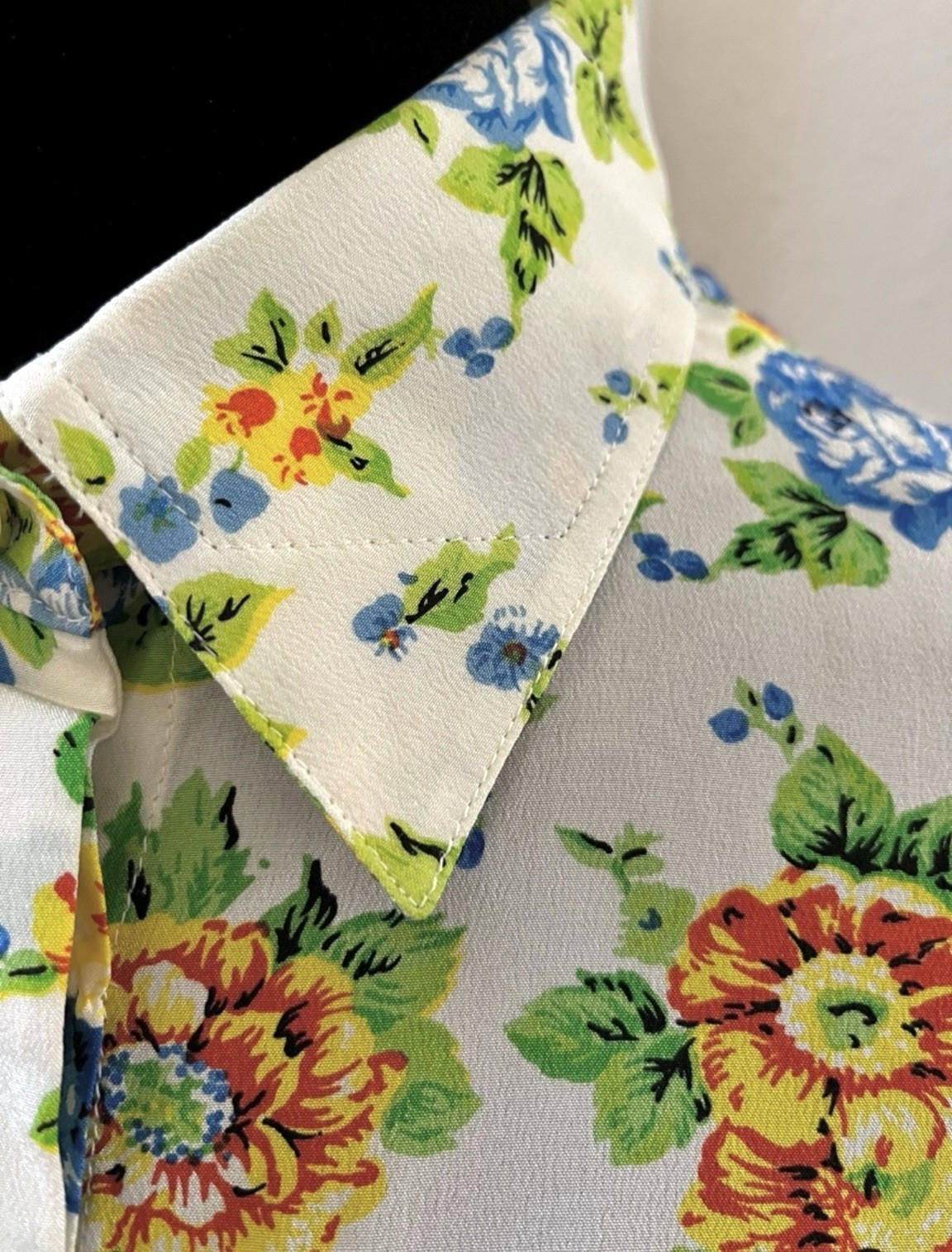Vintage GIANNI VERSACE Floral Oversized Silk Blouse, Made In Italy, Signed