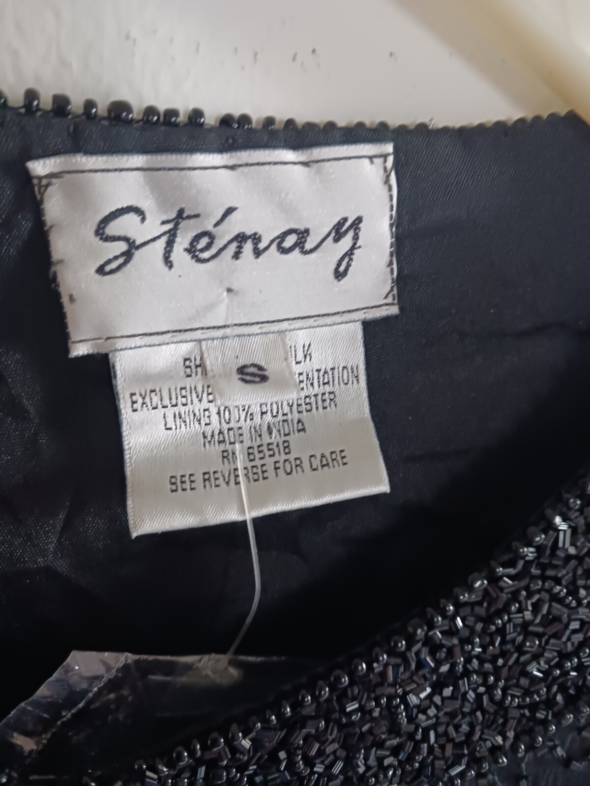 Vintage Black Jacket Beaded Stenay Formal Silk Evening Elegant Classic Small NWT
