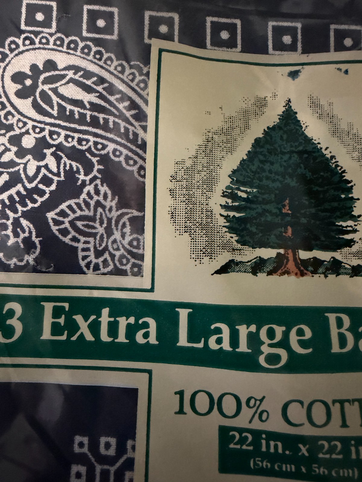Vintage Northwest Territory BLUE Bandanas 100% Cotton Extra Large NEW