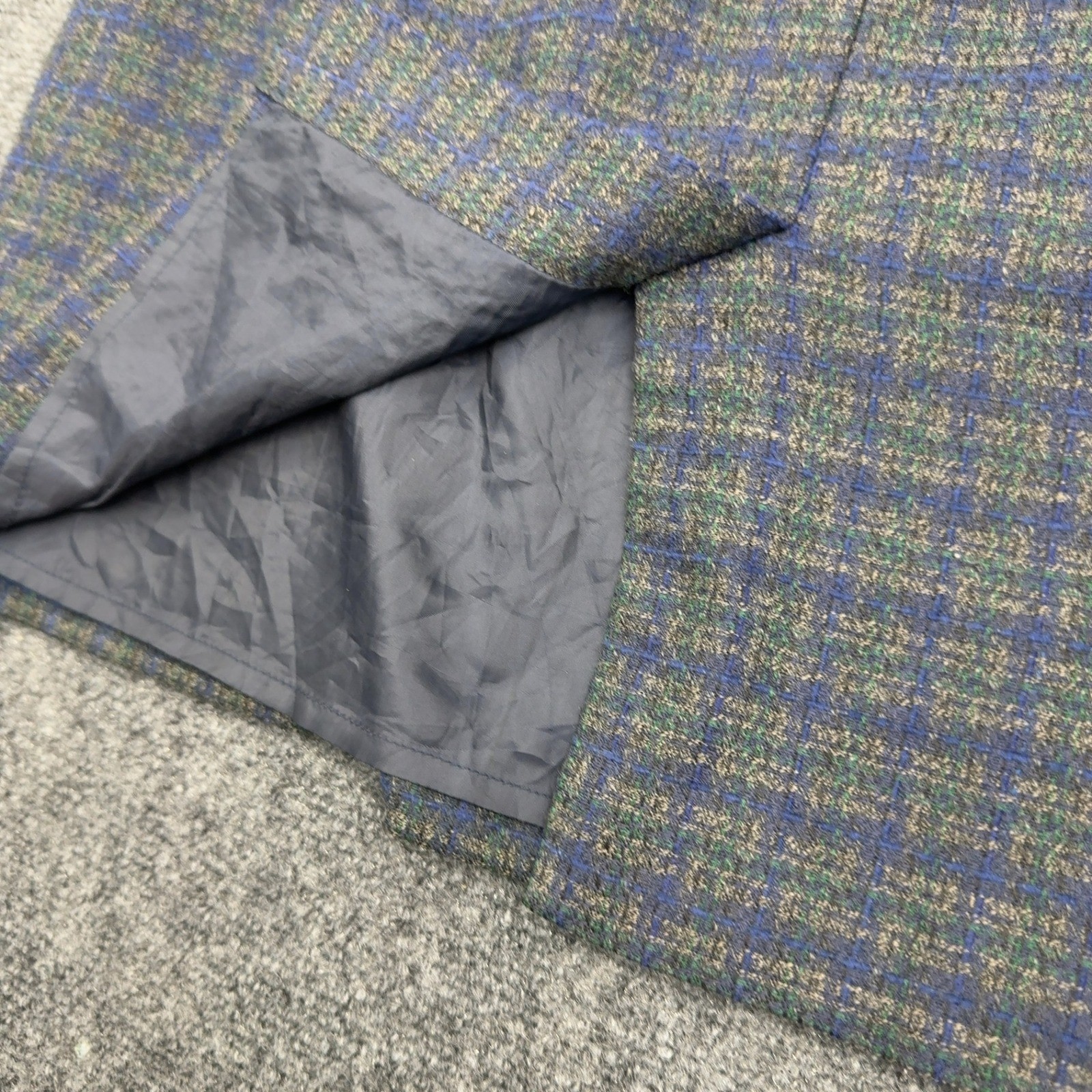 Vintage Stephanie Andrews Skirt Womens 12 Blue Green Rayon Blend Plaid Casual