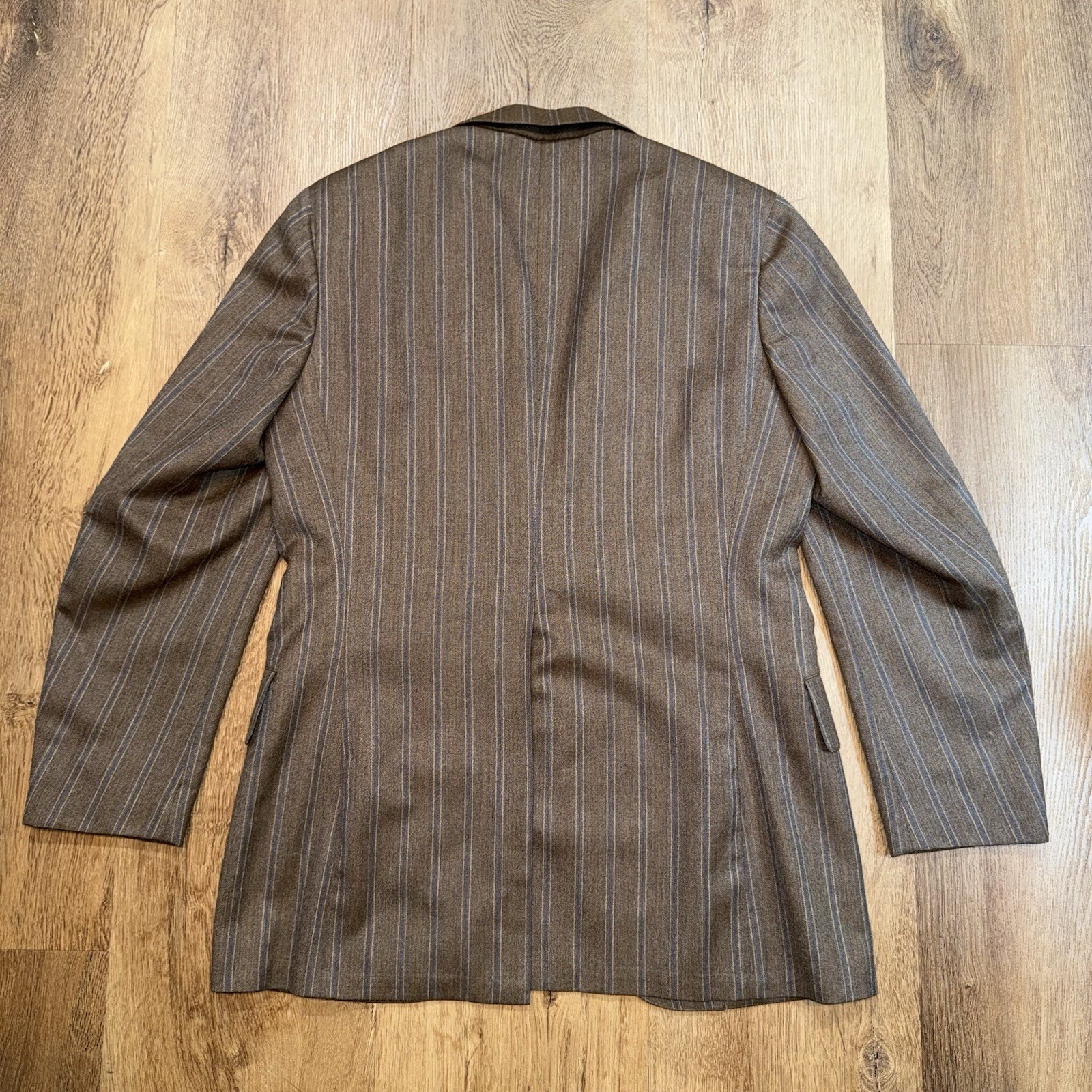 Vintage 1960s Leisure Suit Mens 40 Jacket 32 31 Pants Wool Striped Disco MCM Mod