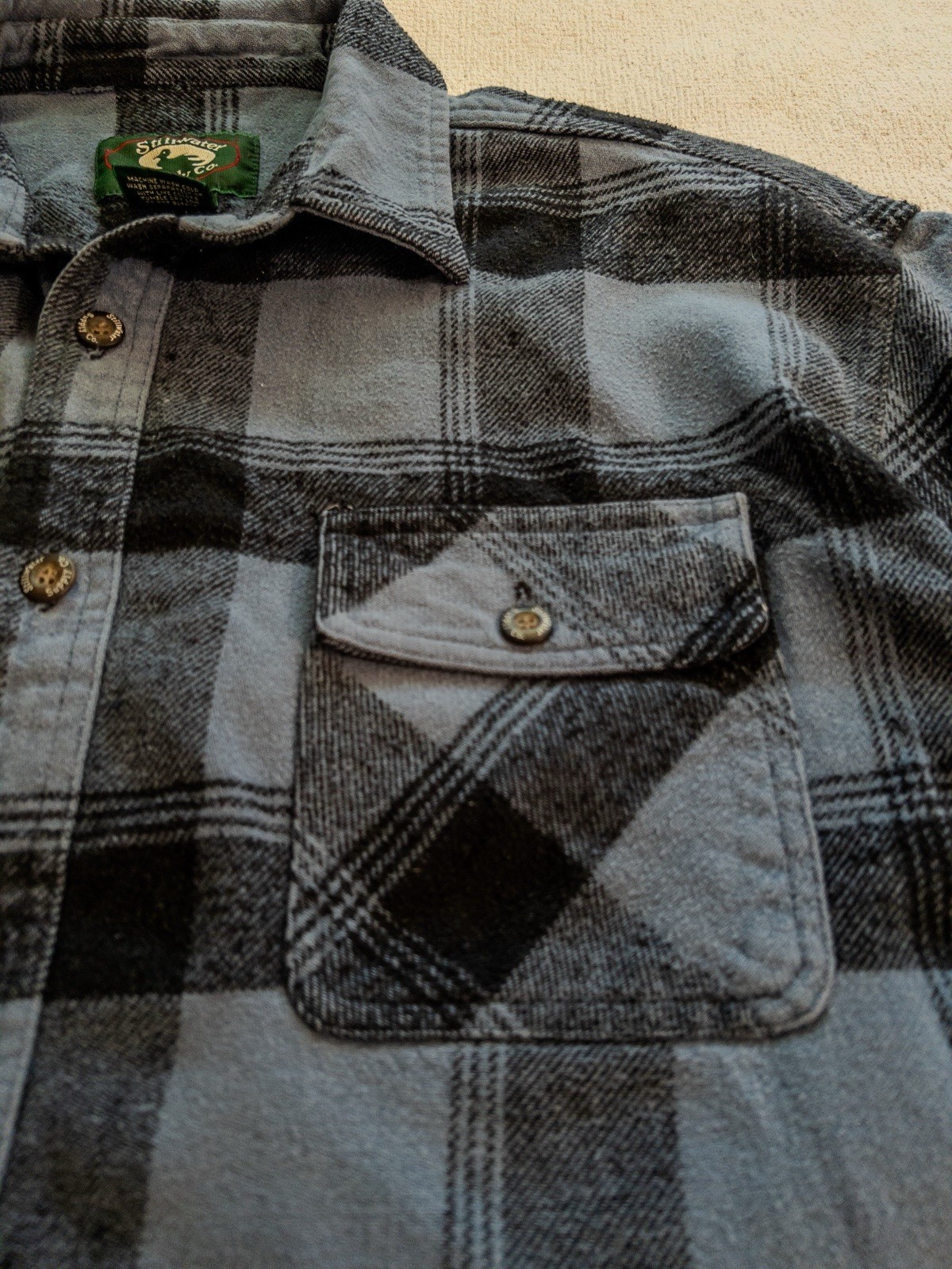 Stillwater Supply Co Cropped Flannel Shirt Womens Large Blue Plaid Raw Hem Y2K