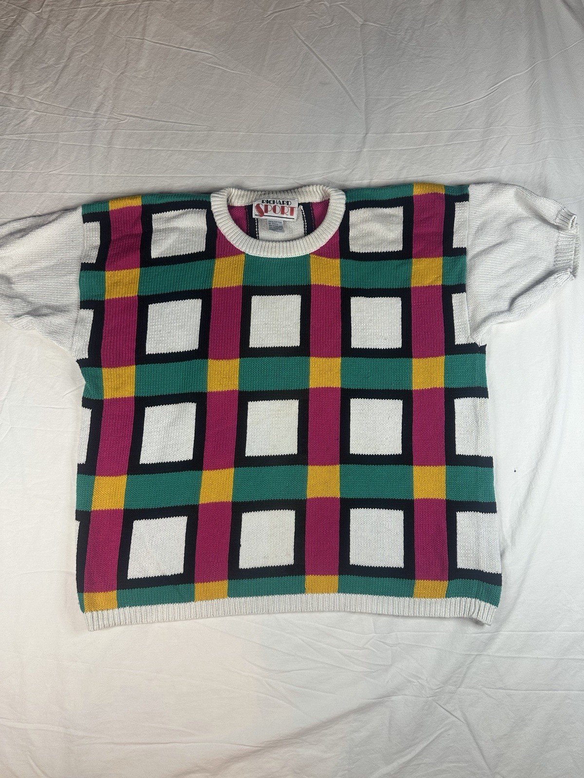 🎨 Richard Sport Vintage 80/90’s Color-block Hong Kong 100% Cotton Sweater 🎨