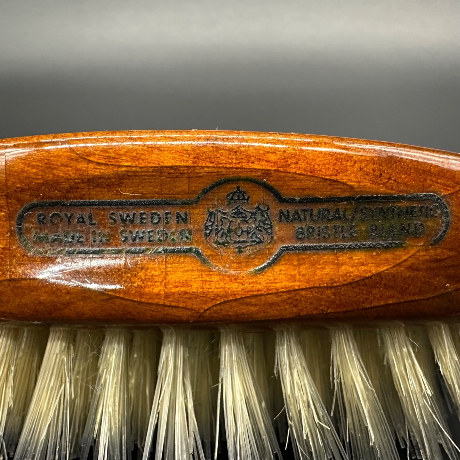 Vintage Shoe Brush Royal Sweden Wooden Natural Synthetic Bristles Oval Retro