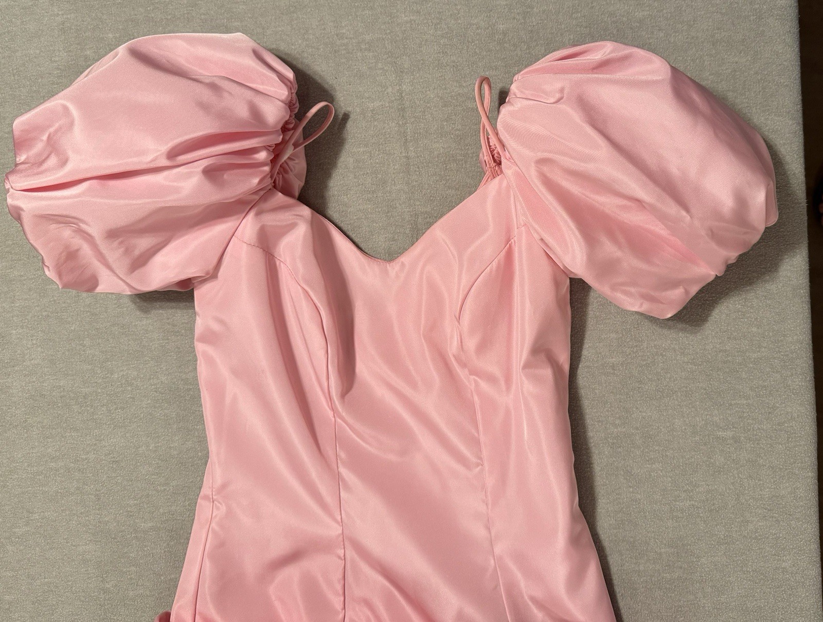 Vintage 80s Girls Pink Puff Sleeve Party Dress Big Bow USA Made sz 5/6 Princess