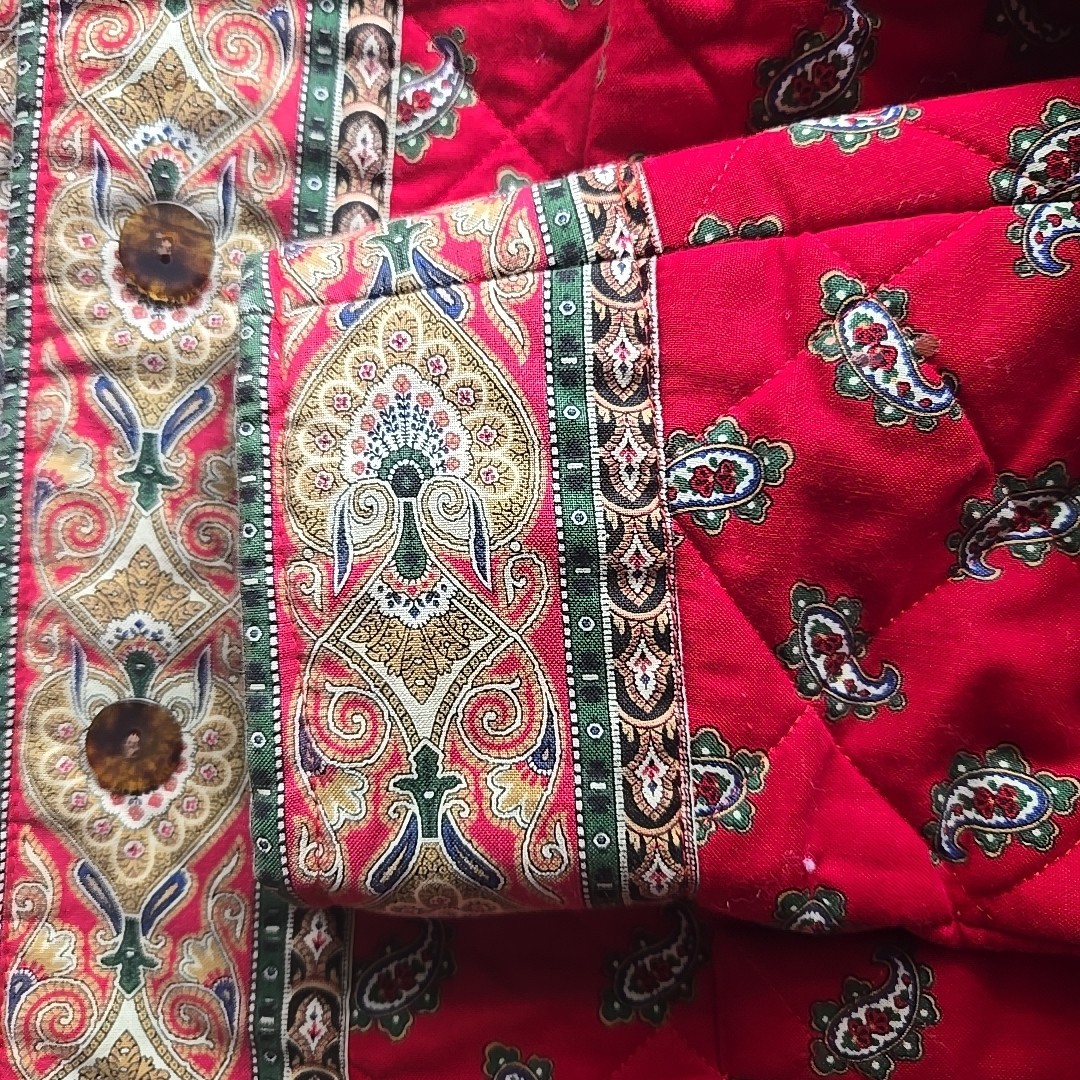 Vtg 1991 Vera Bradley Suit Jacket USA 100% Cotton Shoulder Pads Cherry Red SM