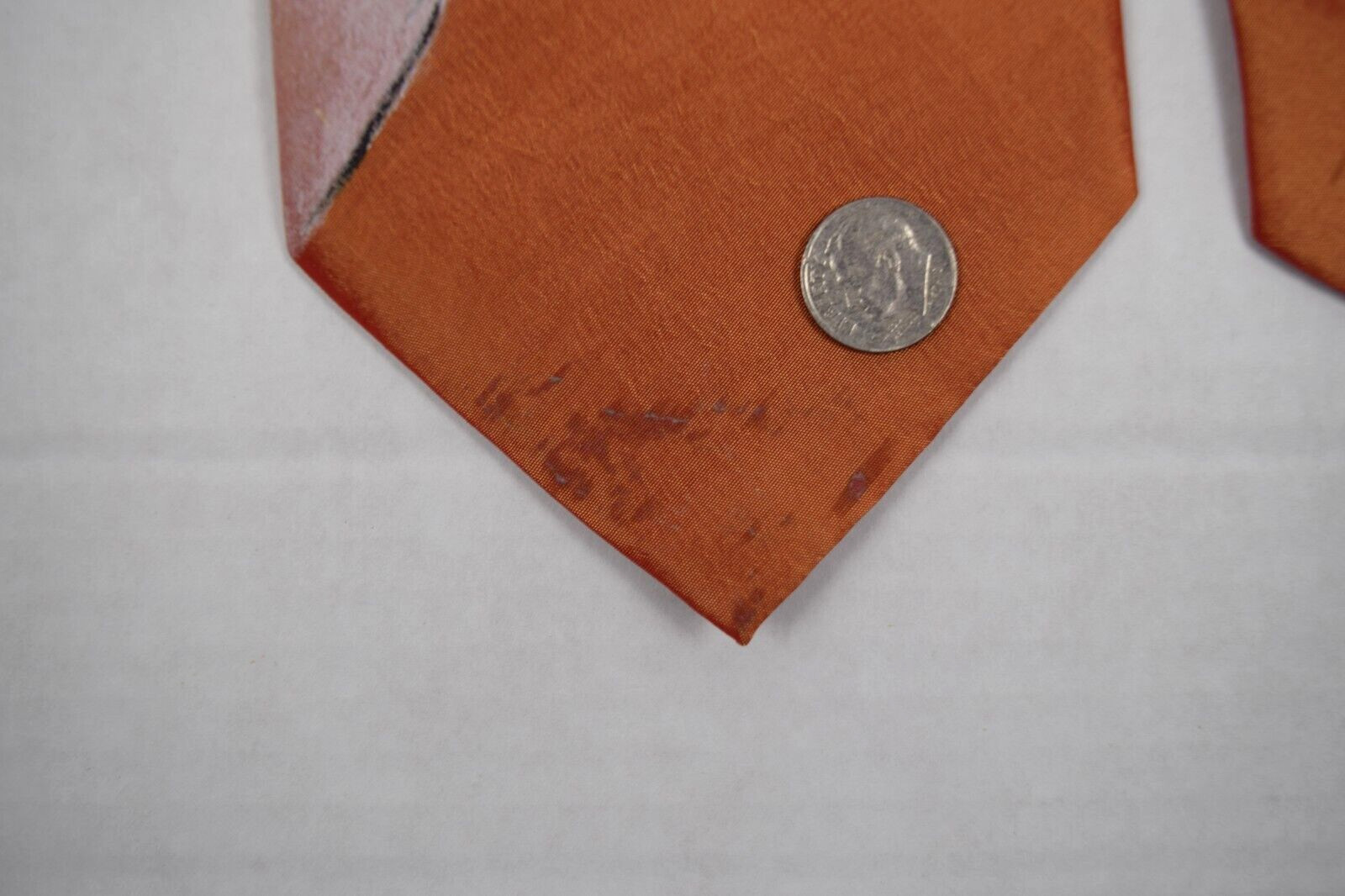 Neck Tie VTG 40s 50s Hand Painted Asian Theme Women Walking Building Tie 53 x 4″
