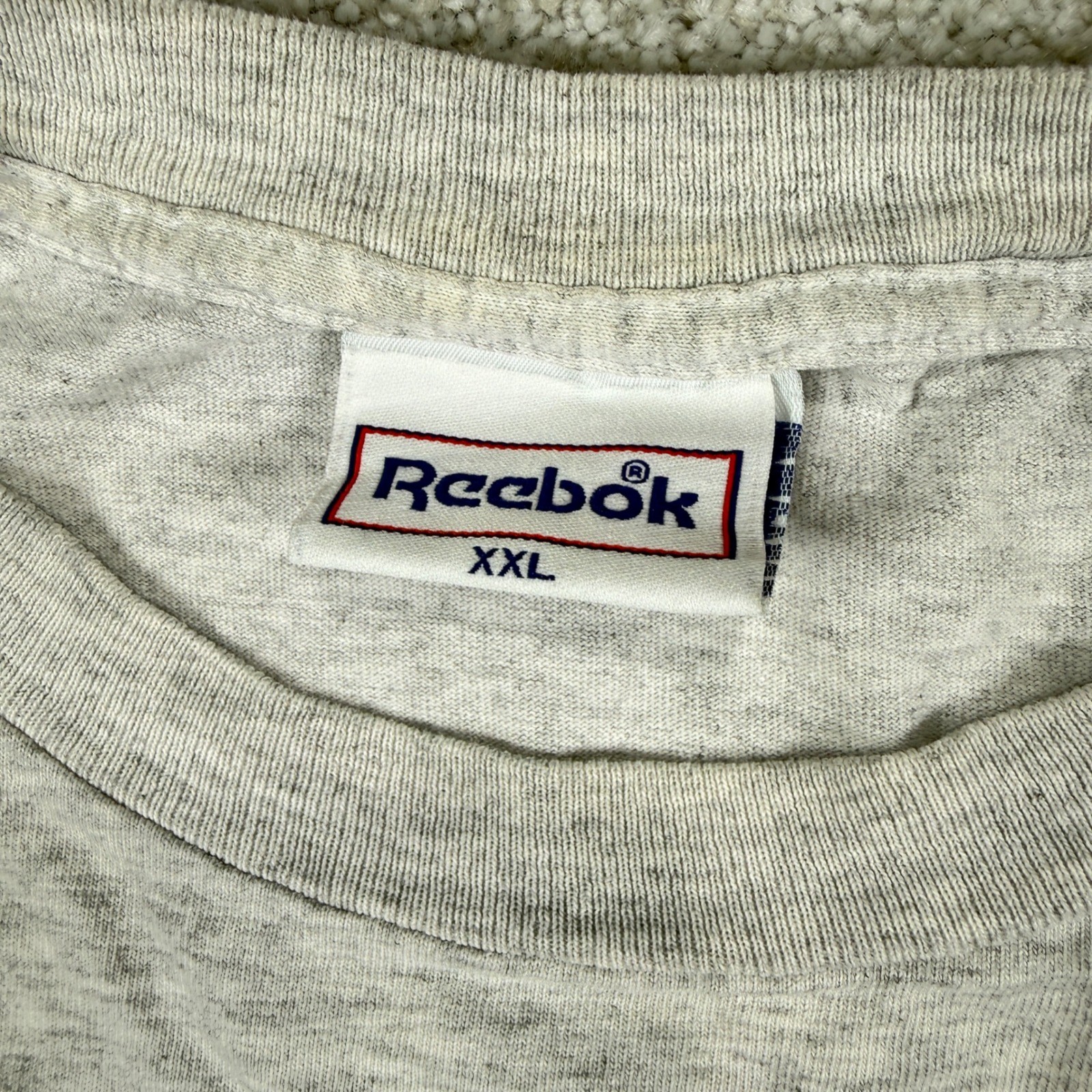 Reebok T-Shirt Mens XXL Gray Vintage Big Logo Graphic Short Sleeve Tee