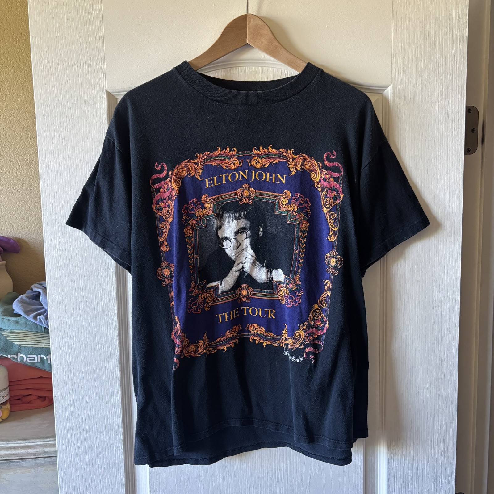 Vintage Elton John T Shirt Mens Sz Large Tour 1992-93 Styled By Gianni Versace