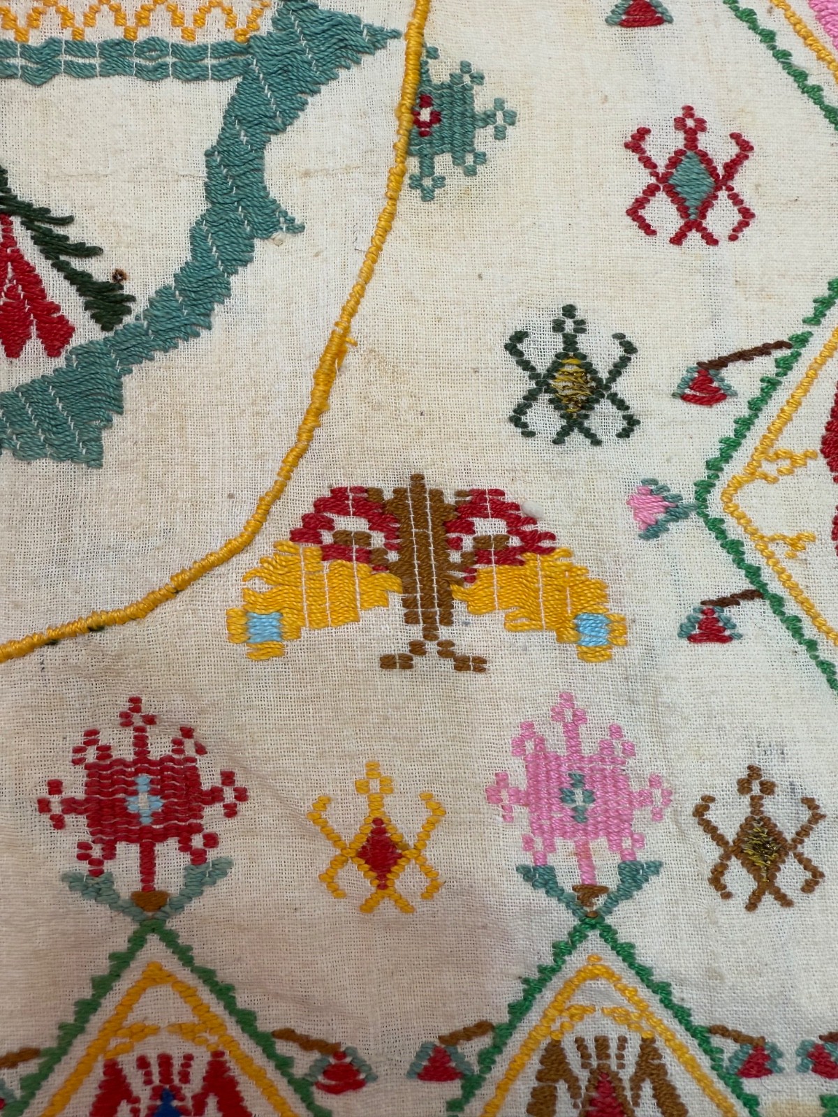 Vintage Beautiful Hand Silk Embroidered Head Cape 71×64 Cm