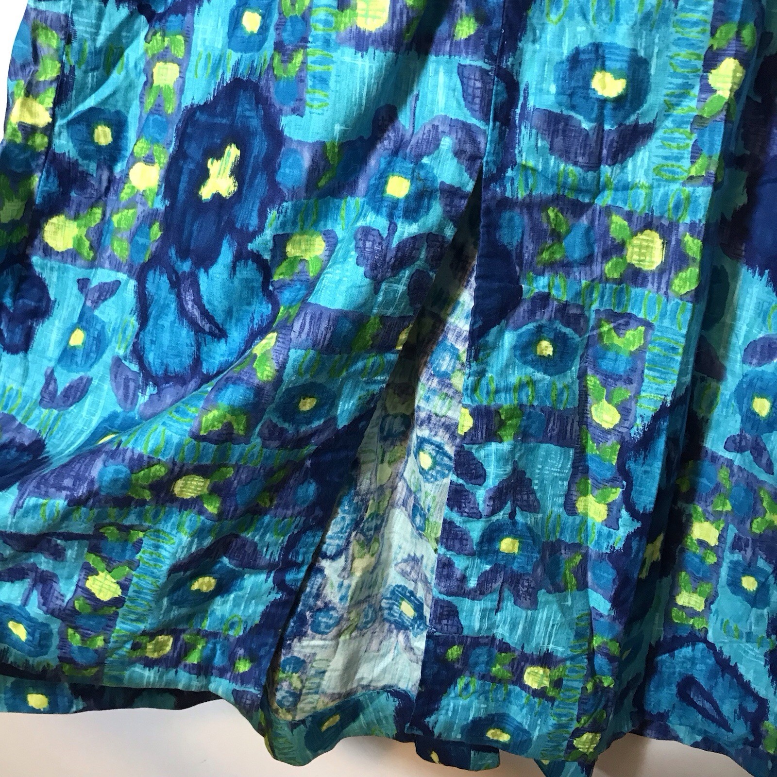 Vintage 1960s Waikiki Hawaiian Floral Psychedelic Watercolor Maxi Dress 70s M/L