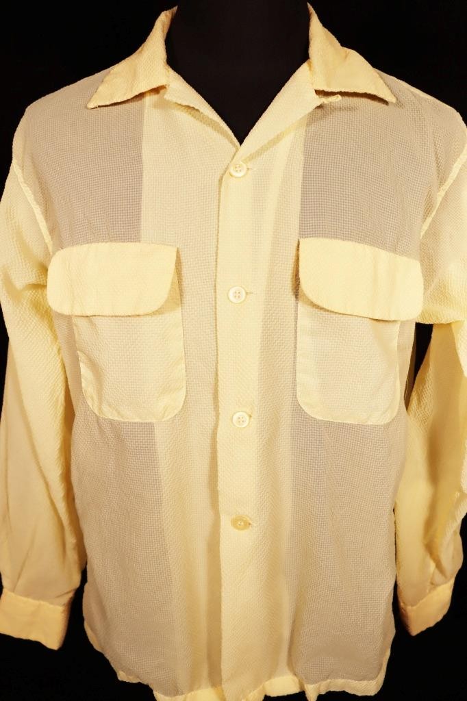 Rare Collector’s Vintage 1930’s-1940’s Yellow Waffle Nylon Shirt Large Exc Cond