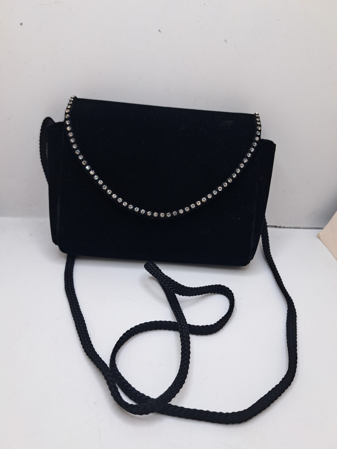 Vtg Black Velvet Purse Rhinestones Partners Mervyns Eveningwear Fancy