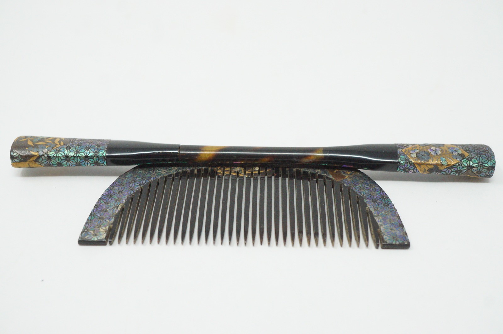 Japanese Hairpin & Haircomb Set Kougai Natural Materials & Signed 0611G15