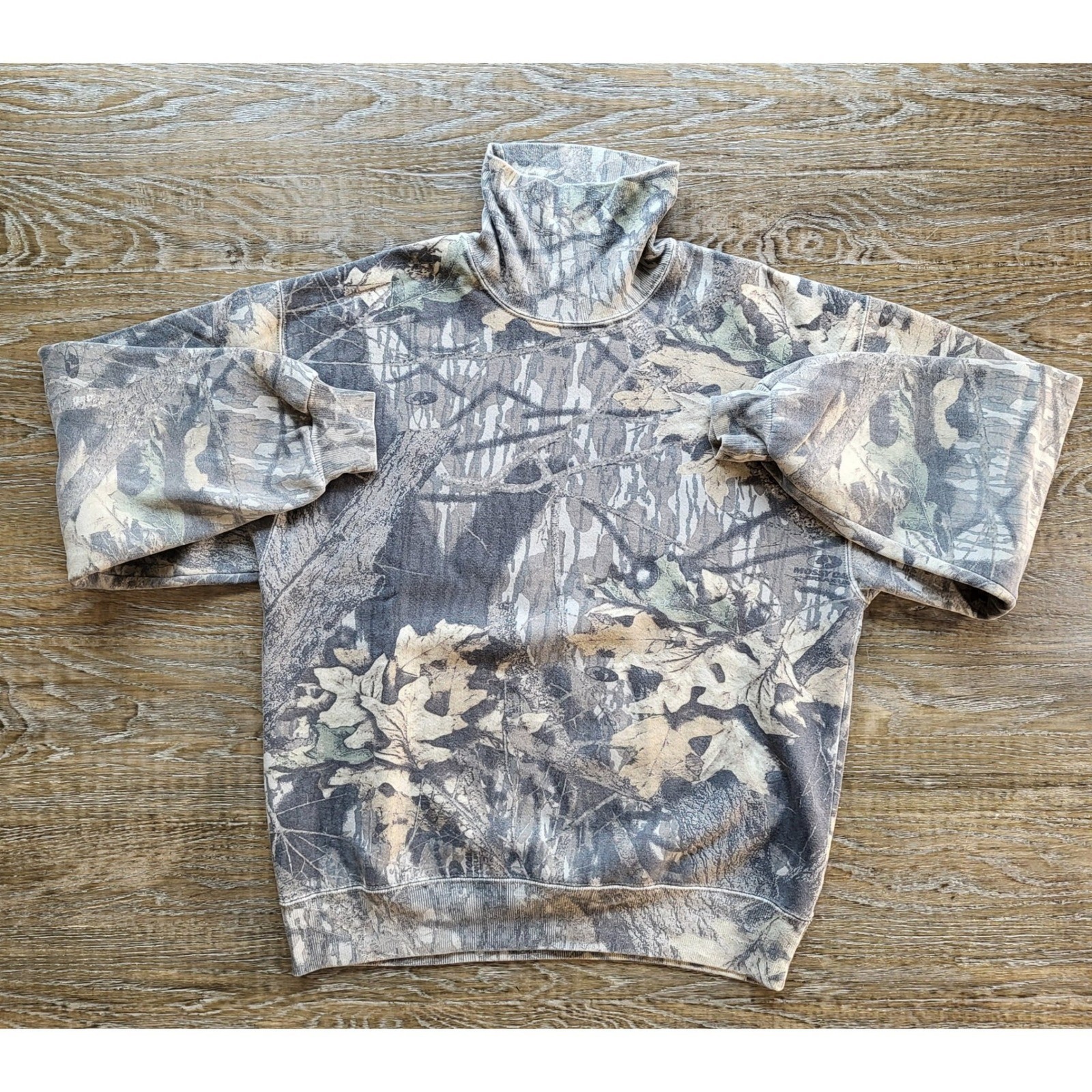 Vintage Jerzees Outdoors Mossy Oak Camo Turtleneck Sweatshirt Mens Large USA