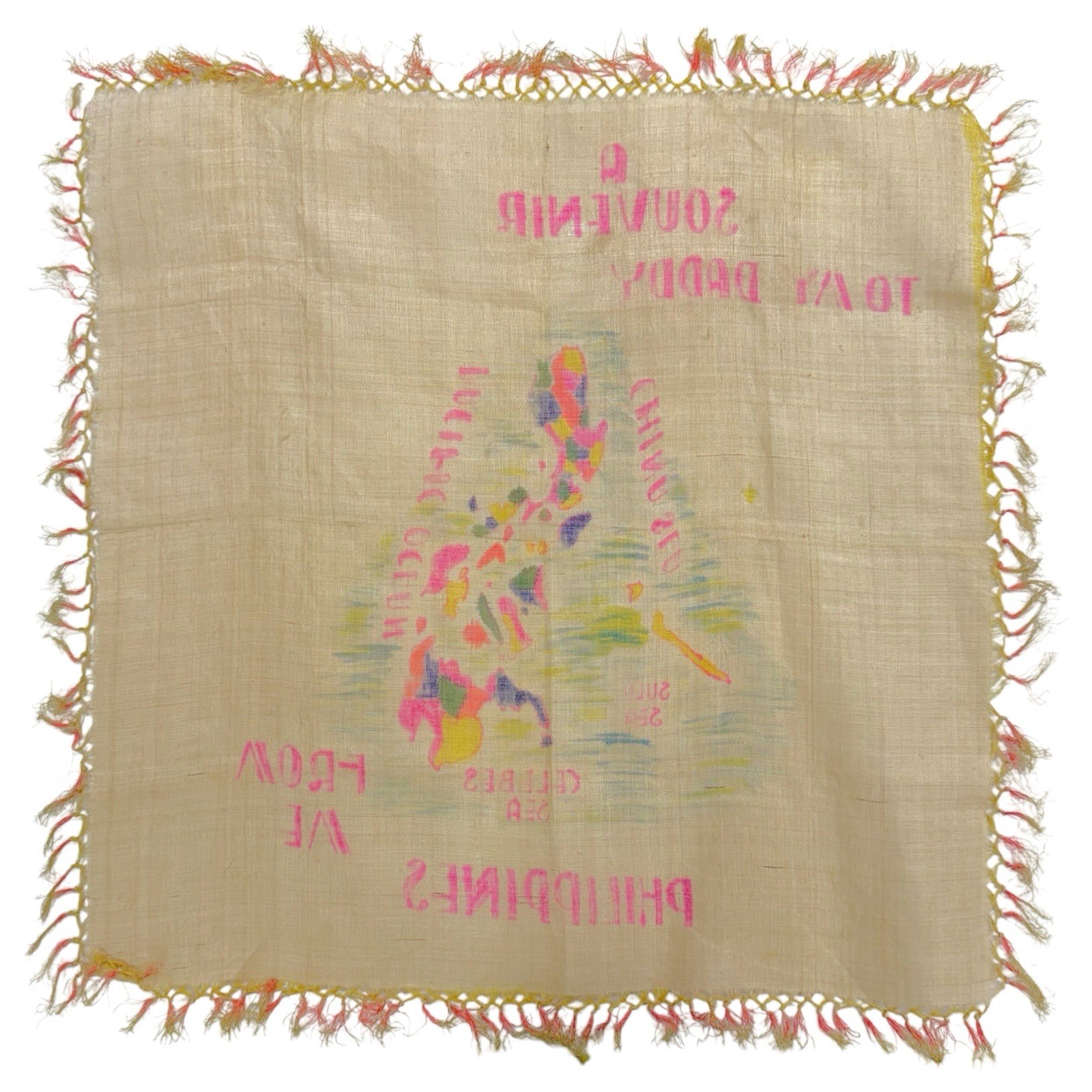 Vintage World War II 1940s Handmade Souvenir Sweetheart Tapestry Philippines
