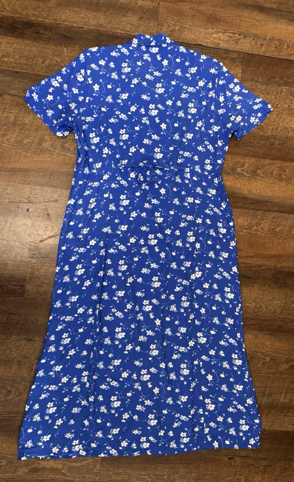 Vintage Erika Floral Button Front Midi Dress Blue Rayon 80s 90s Women’s L