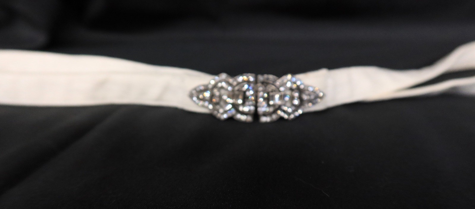 Vintage Art Deco Interlocking Belt Buckle Rhinestone Dress Clasp Cloth Sash 30s