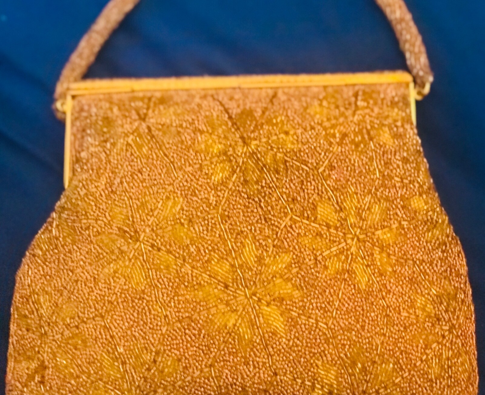 Antique Gold Beaded Evening BAG PURSE Formal Special Occasion Quality Handbag
