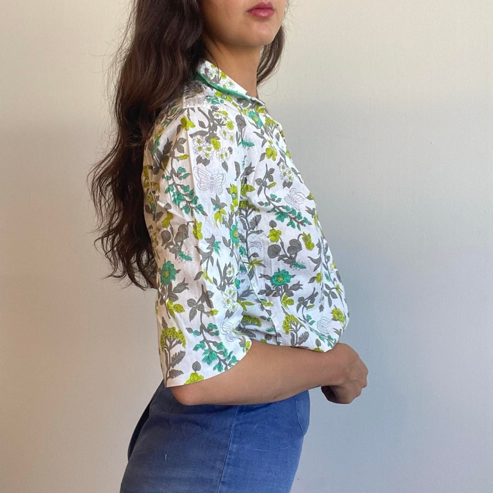 1950s floral butterfly cotton top