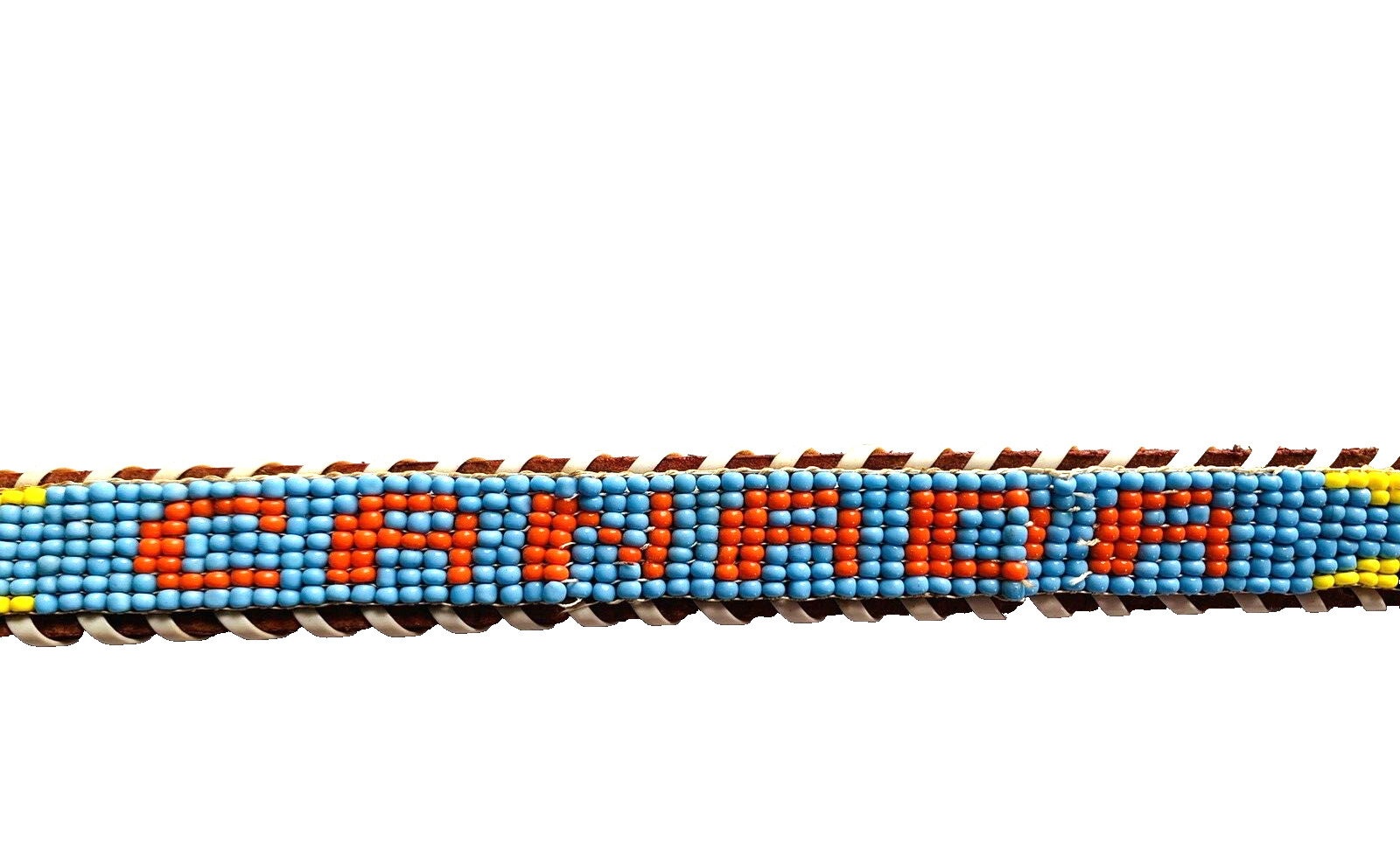 Vintage Unisex Waist 36″ to 40″ Leather Beaded Canada Western Belt Med-L ? Read