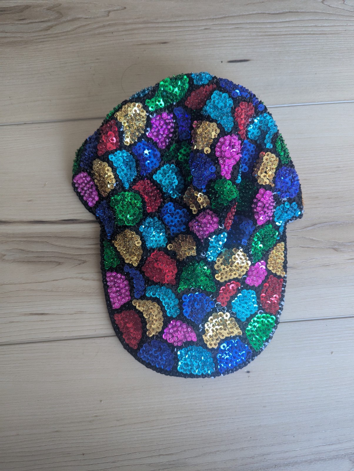 Adult Unisex Vintage 80s Heavily Beaded Sequined Black and Jewel Tone Harlequin