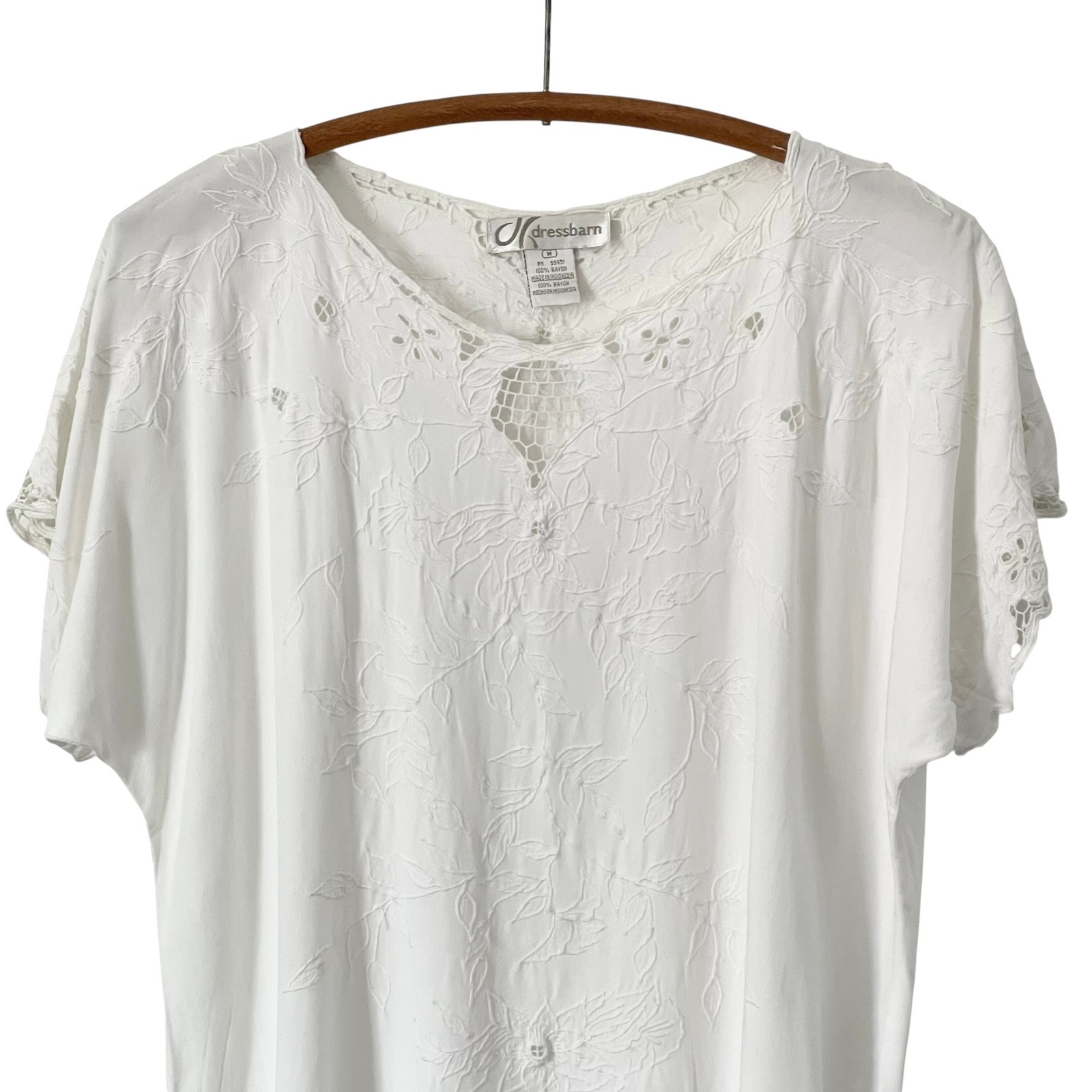 Vintage Dressbarn Bohemian White Blouse: 90s, Y2K