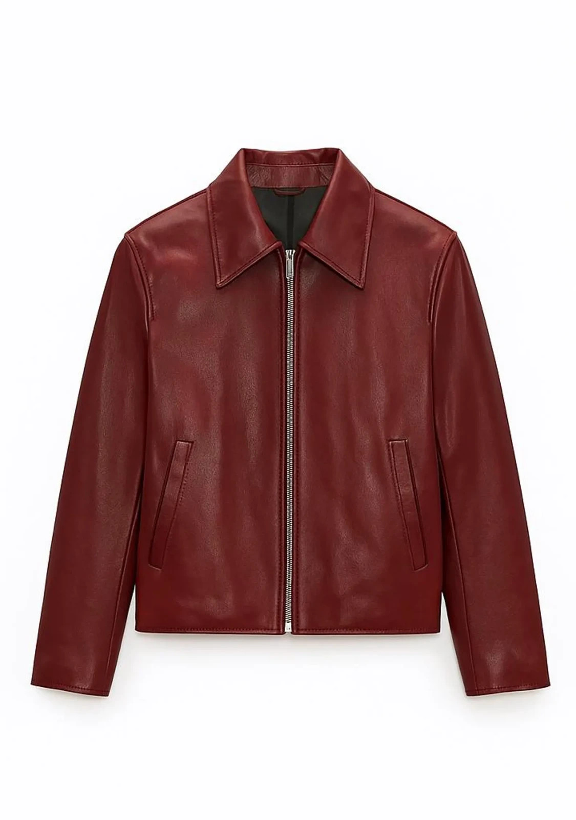 Unisex Burgundy Leather Jacket – Vintage Inspired, Stylish Outerwear, Retro Moto