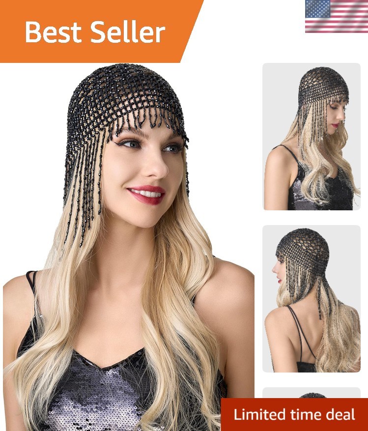 Elegant Elastic Flapper Cap – 1920s Inspired Beaded Headpiece for All Occasions