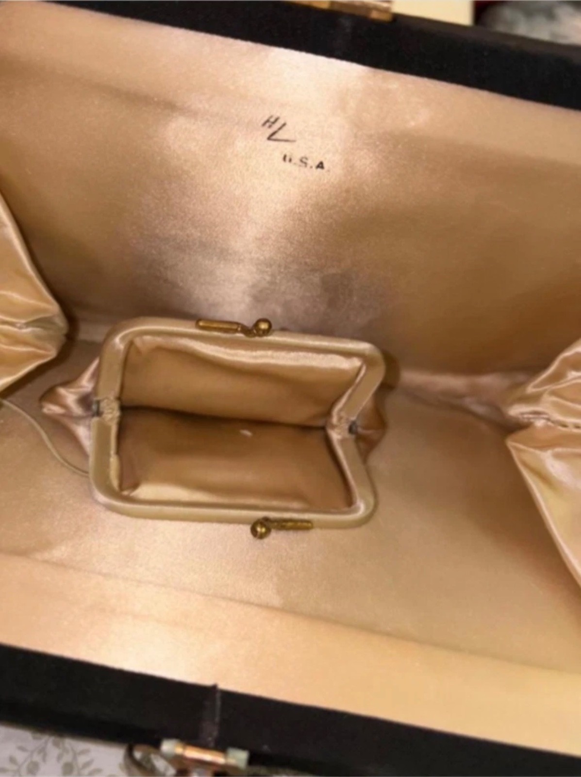 Vintage Handbag Lot (2): 1950s Harry Levine Satin Clutch & Y2K Marc Chantal Tote