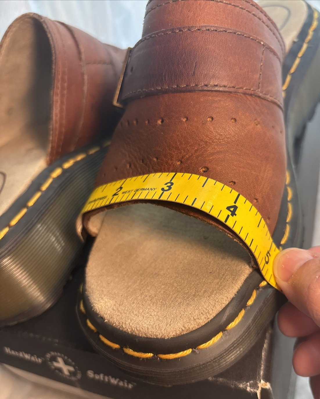 Vintage Dr. Martens 3A99 Peanut Brown Leather Wedge Sandals US 7 EU 38 Y2K 90s