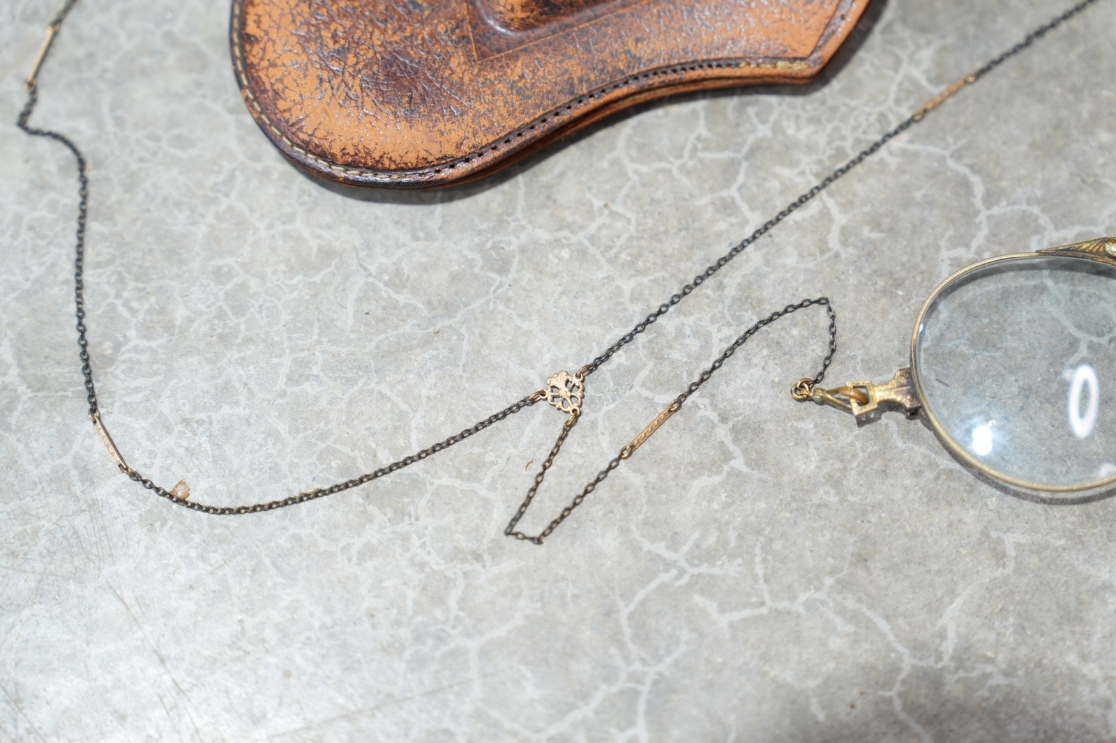 Antique Eyeglasses with Chain Necklace 1/10 12K Gold Filled Pince Nez Vintage
