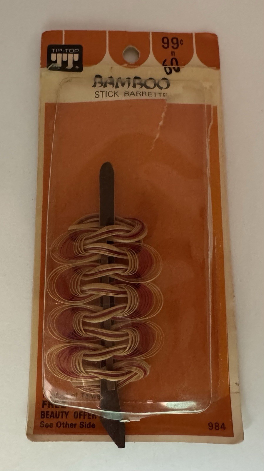 Vintage Tip Top Bamboo Stick Hair Styling Barrette 1970s NRFP Faberge Inc #984