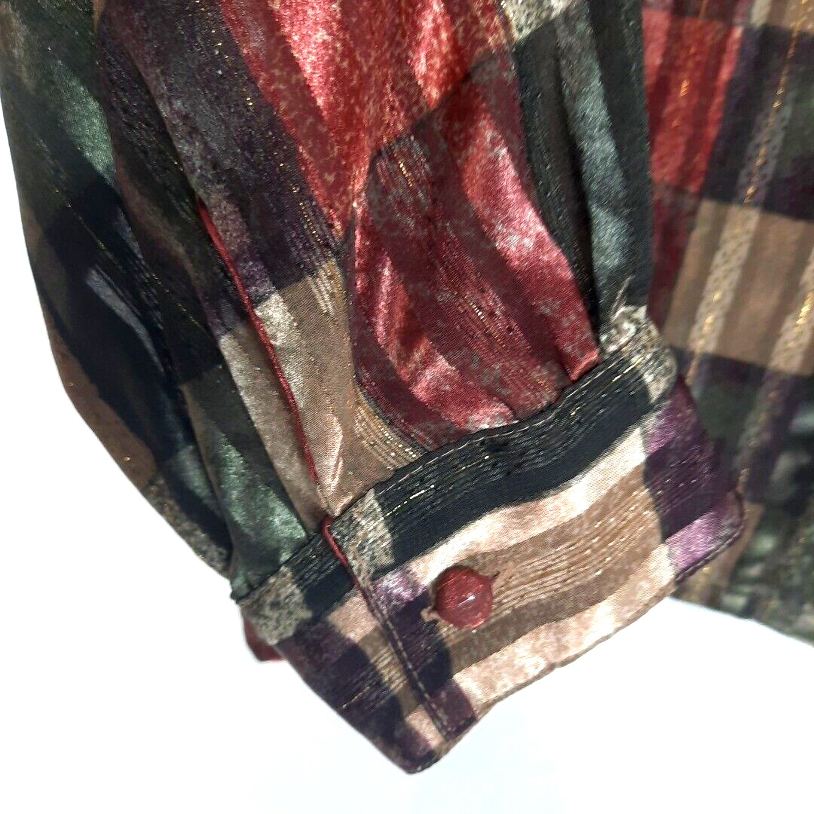 Vtg Yves St Claire Metallic Hidden Button Top Size 14 Brown Brown Dark Academia
