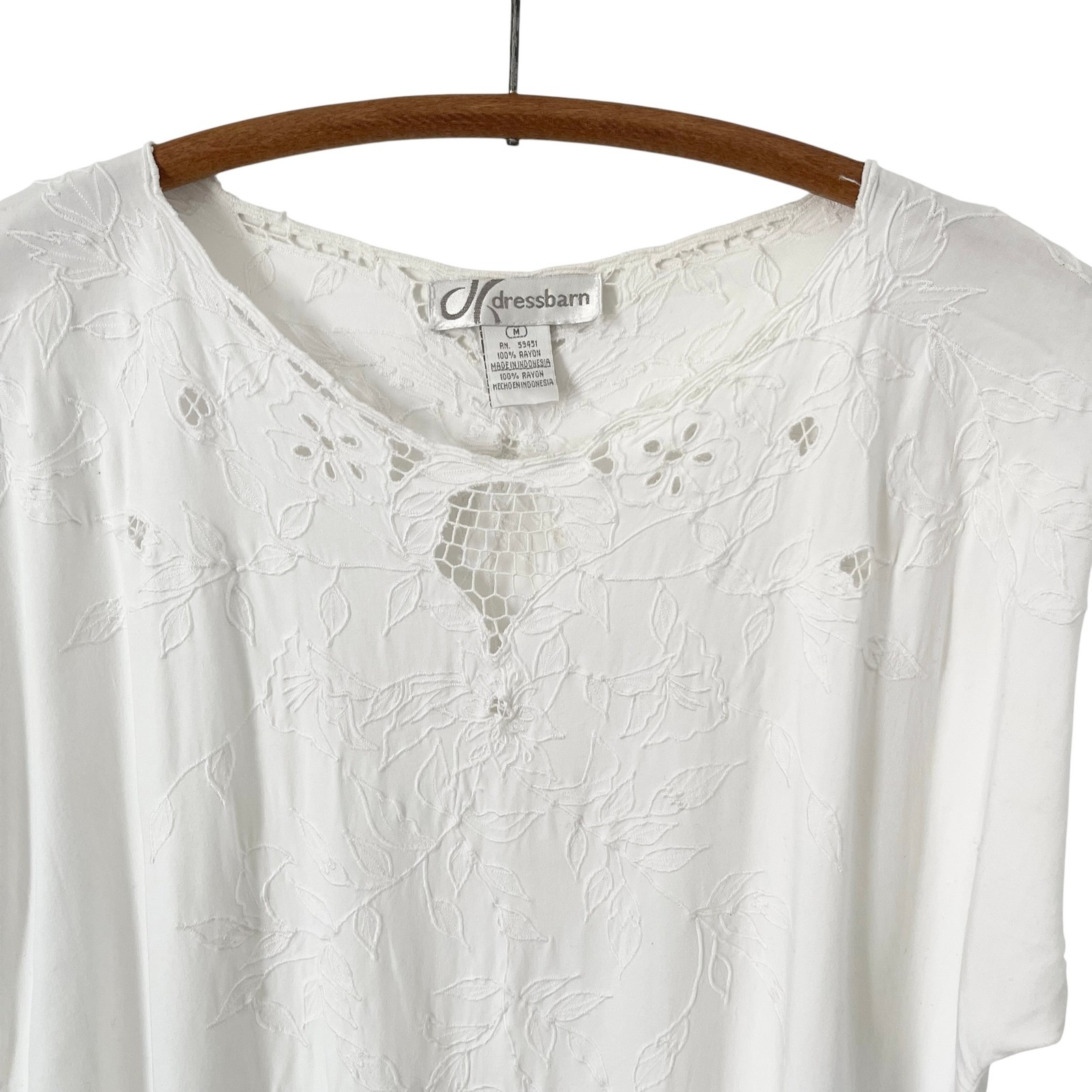 Vintage Dressbarn Bohemian White Blouse: 90s, Y2K