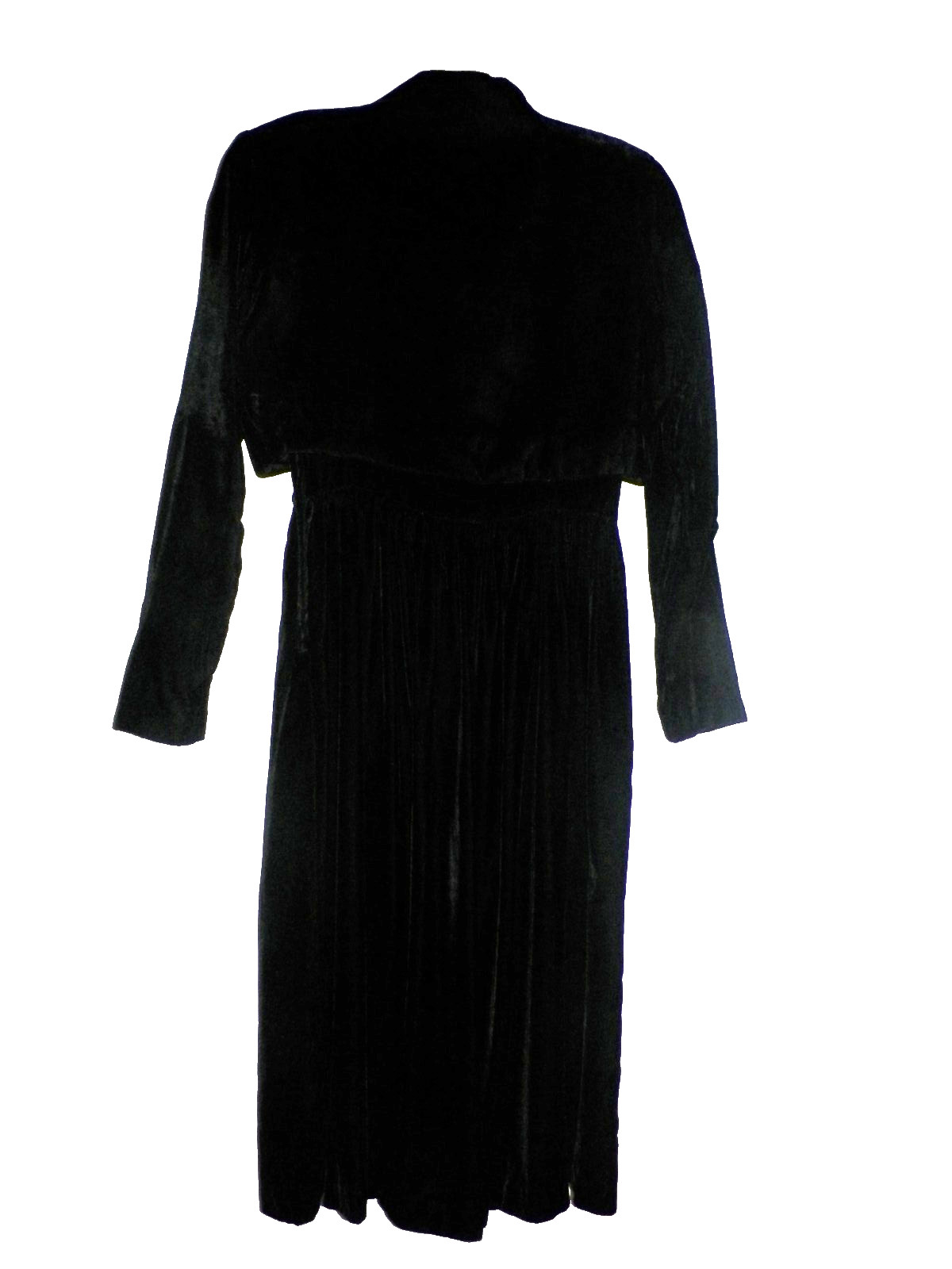 Vintage 80s Small Moda Intl Black Velvet Dress w/ Jacket 26″ Waist