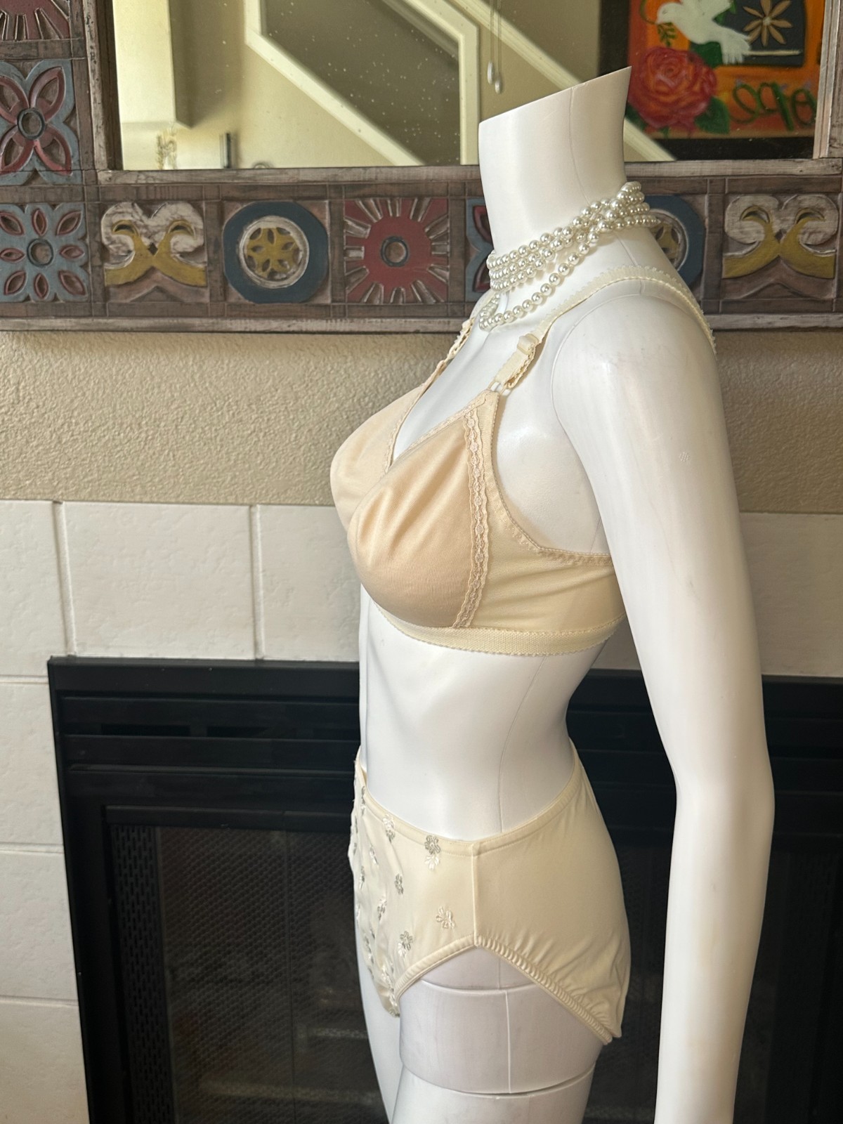 Collectible L Warner’s Flower Charms bottoms matching braziers lingerie set
