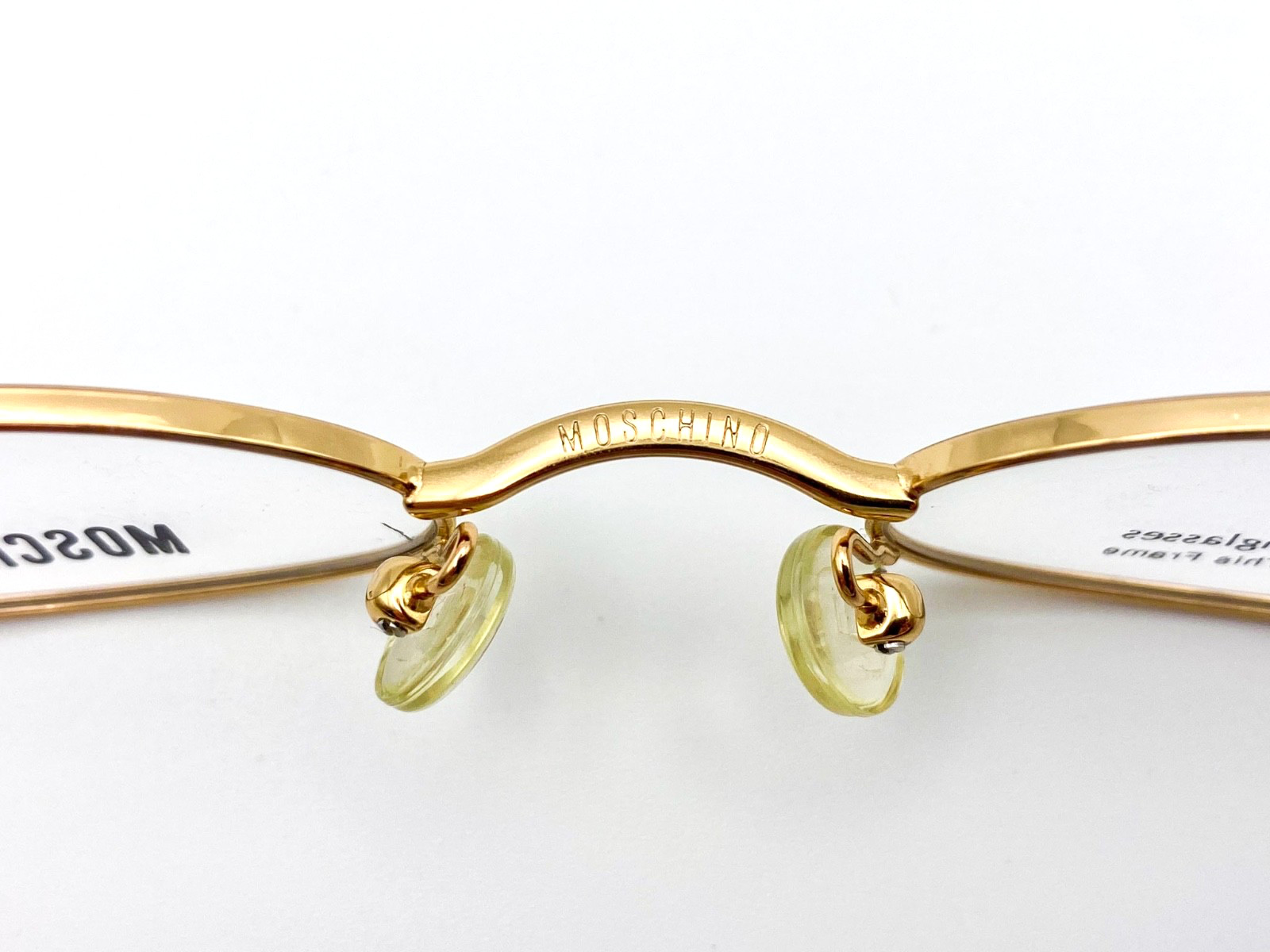 Vintage 1990s Moschino Gold Oval Eyeglass Frames Made in Italy NOS