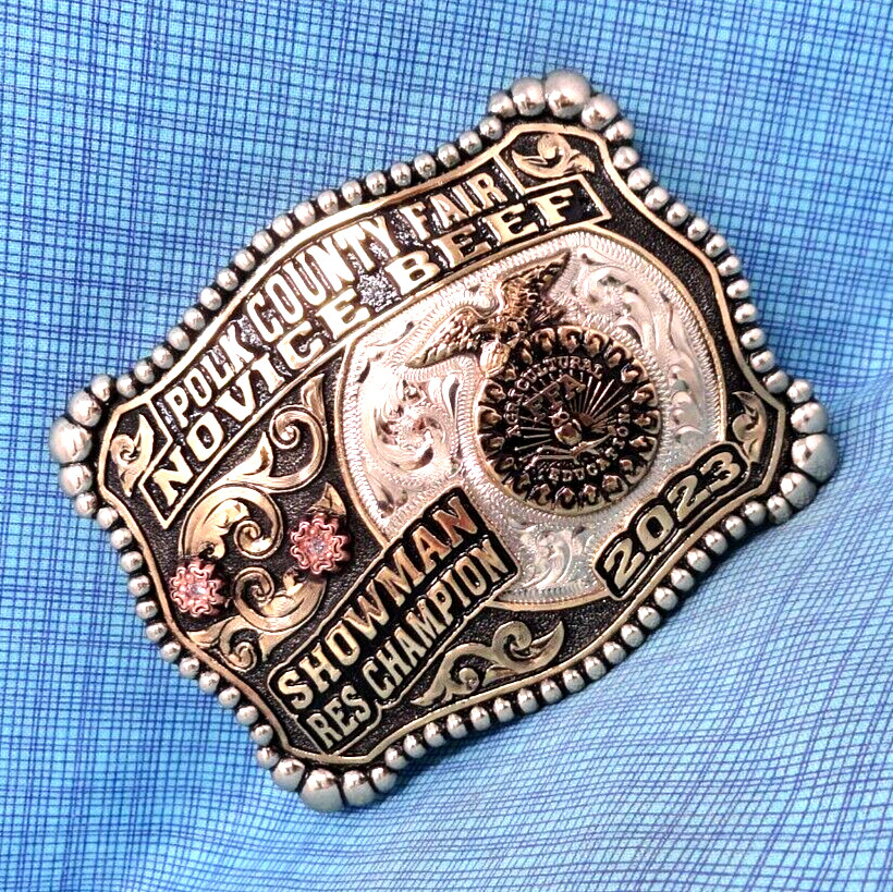 FFA Novice Beef Res Champion Showman Belt Buckle Polk Cnty Fair OR MCS .MCS001