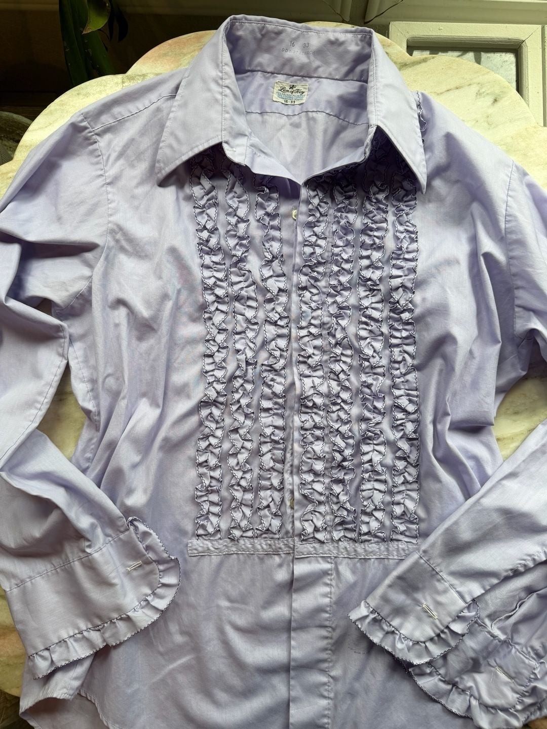 Vintage Lion of Troy Ruffled Tuxedo Dress Shirt Light Purple