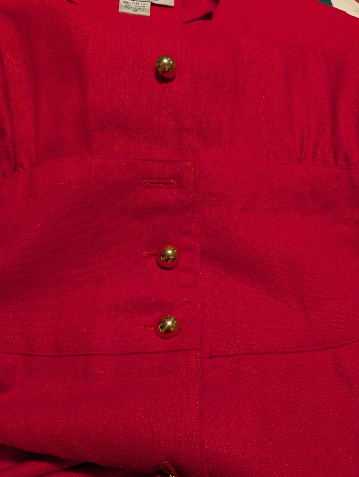 Women’s Argenti Boutique 100% Silk Button Up Dress Size 12, 1980s Vintage