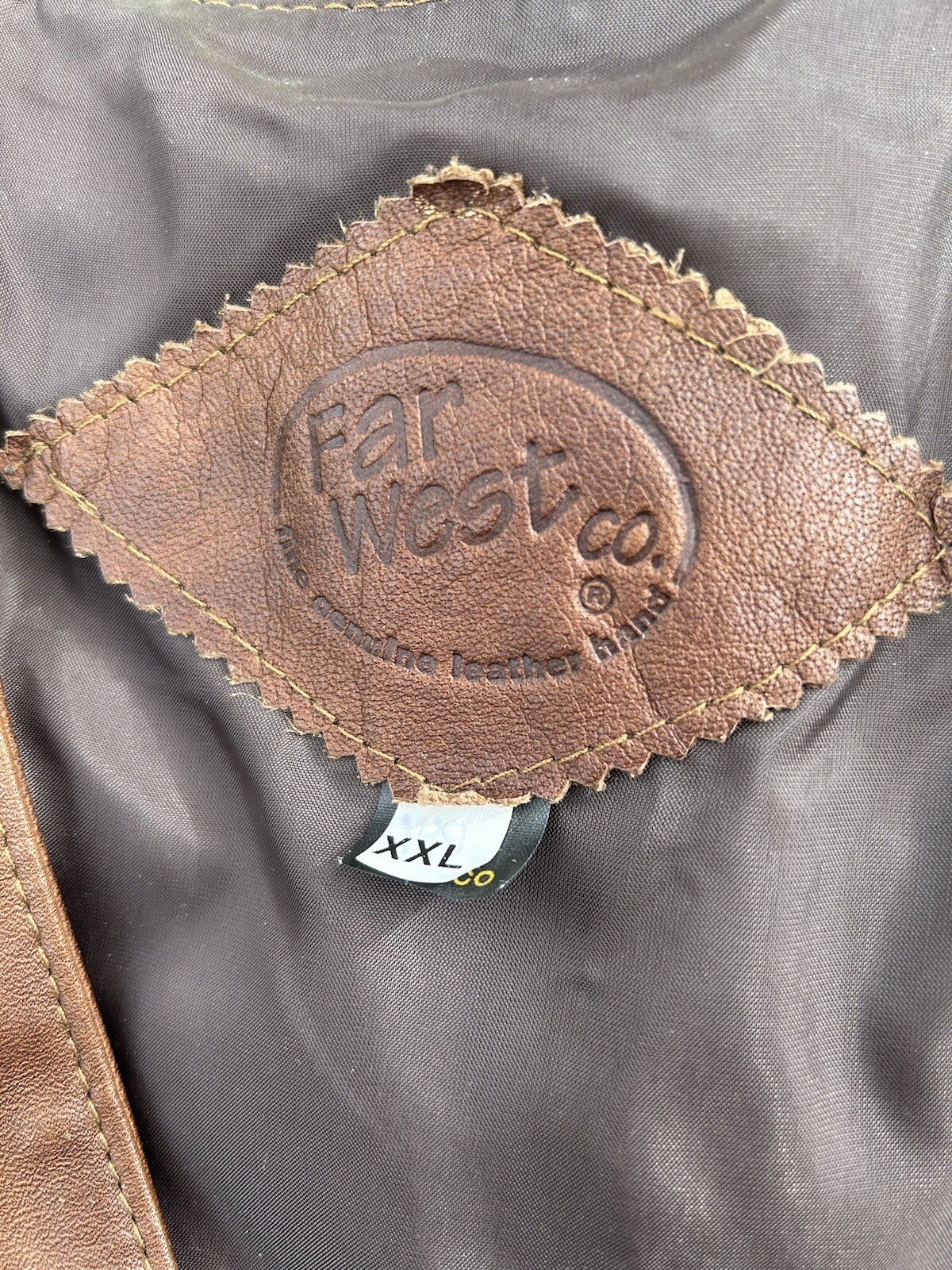 Vintage Far West Co Brown Leather Vest Size Large