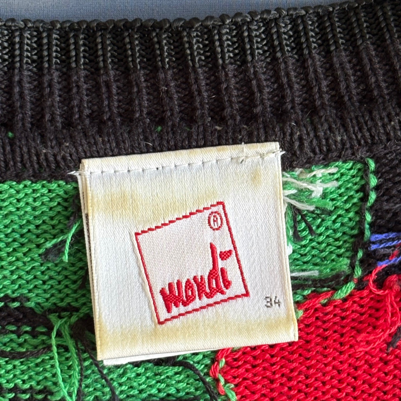 Vintage 1980s Mondi Intarsia Sweater West Germany | Size M | 90s Tunic