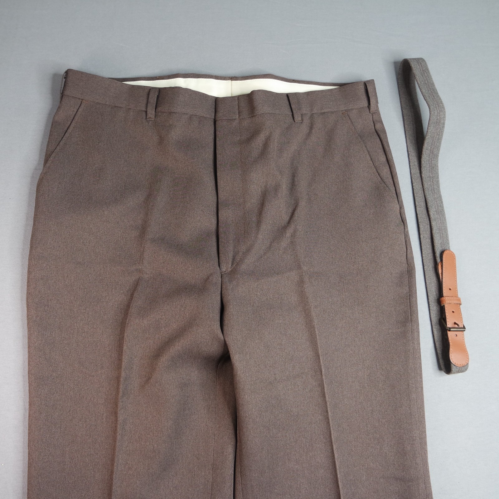 Vintage Par Four Golf Dress Pants Mens 40 X 34 Brown Made In USA W/ Belt Relaxed