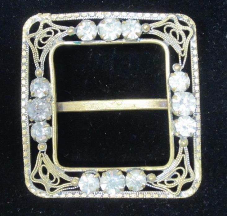 *Antique Czech Crystal Buckles Marked Czechoslovakia Vintage 2Pc. Brilliant