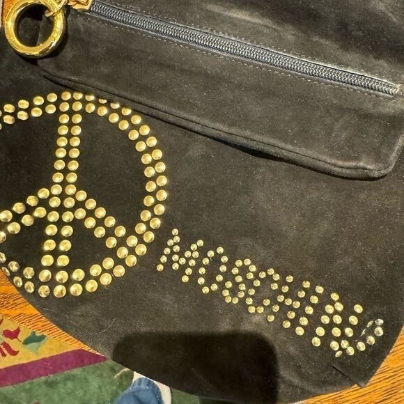 Vintage Moschino Black Suede & Gold Studded Clutch Bag