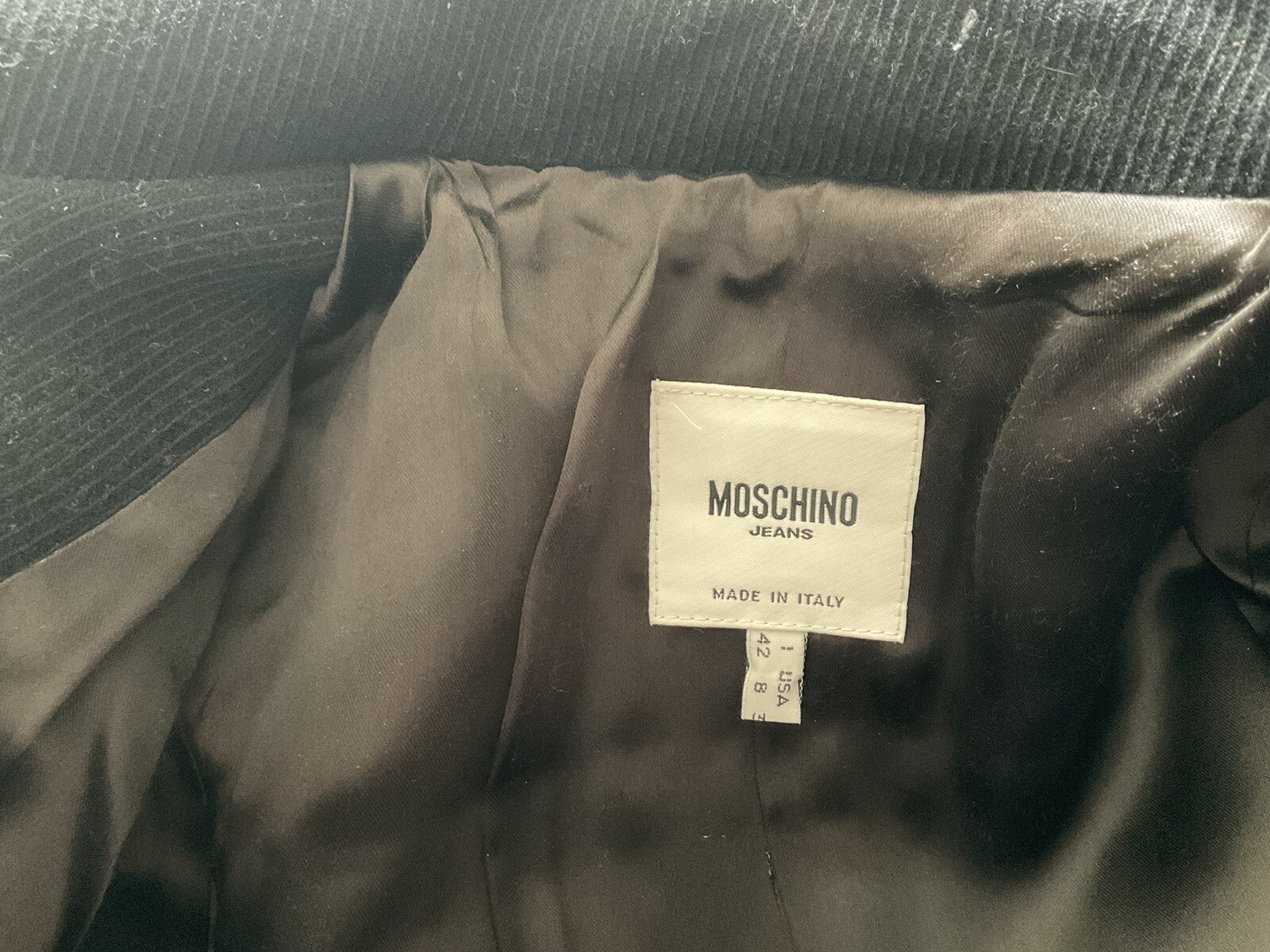MOSCHINO JEANS Military Style Black Cashmere+Wool Lined High Collar Peacoat 8