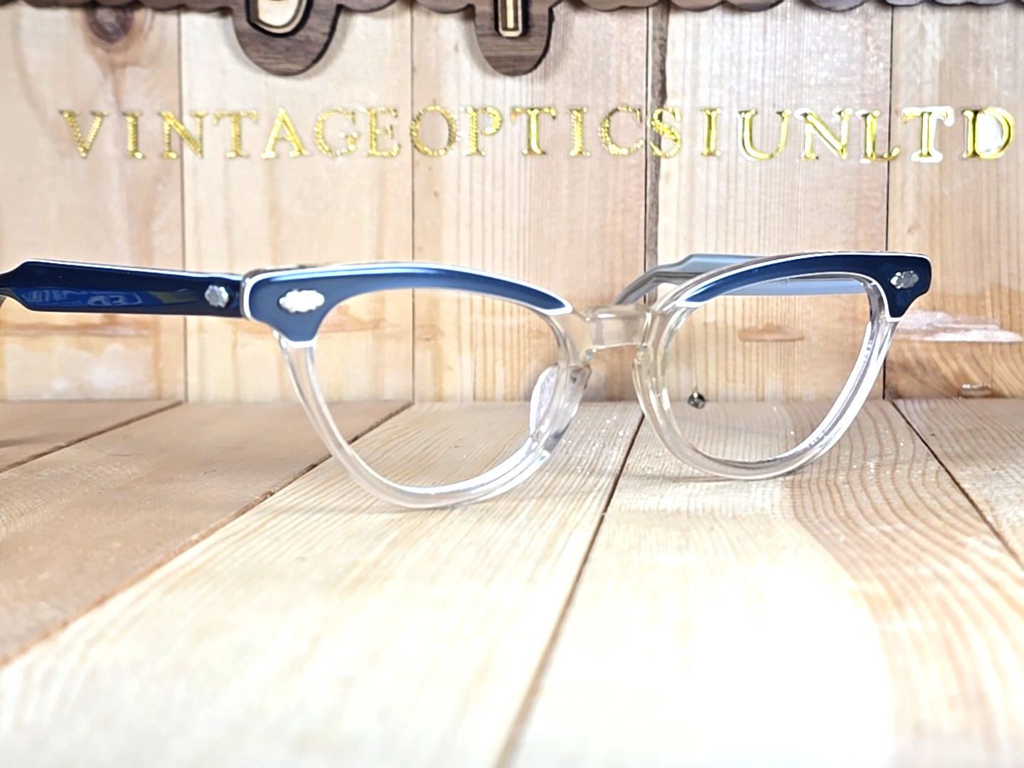 MB Optical Vintage Mid Century Two Tone Womens Cat Eye Eyeglasses Frame.NOS.
