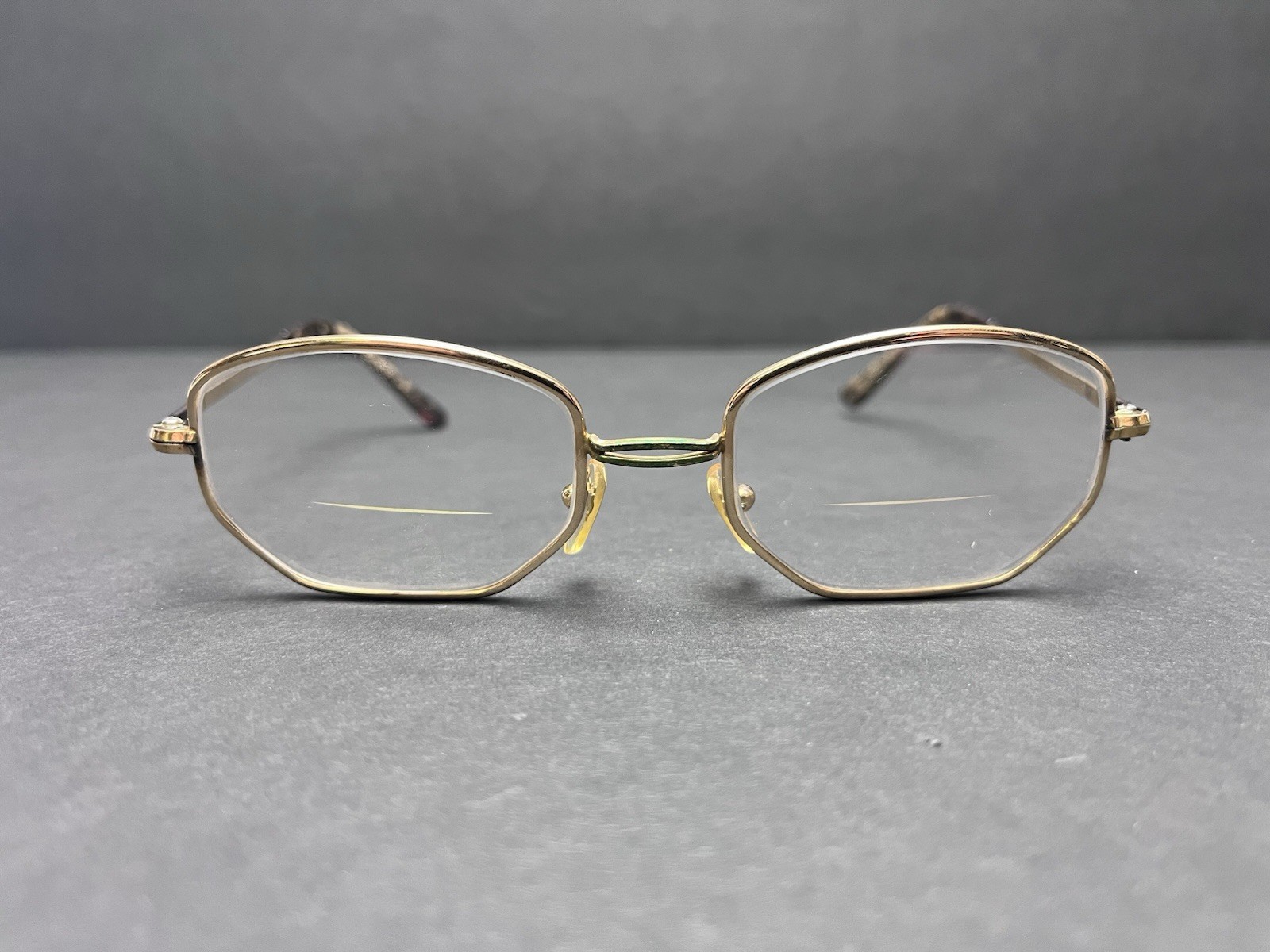Vintage L’Amy Elise Hexagonal 14K RG Gold Eyeglasses Frames Made in France READ