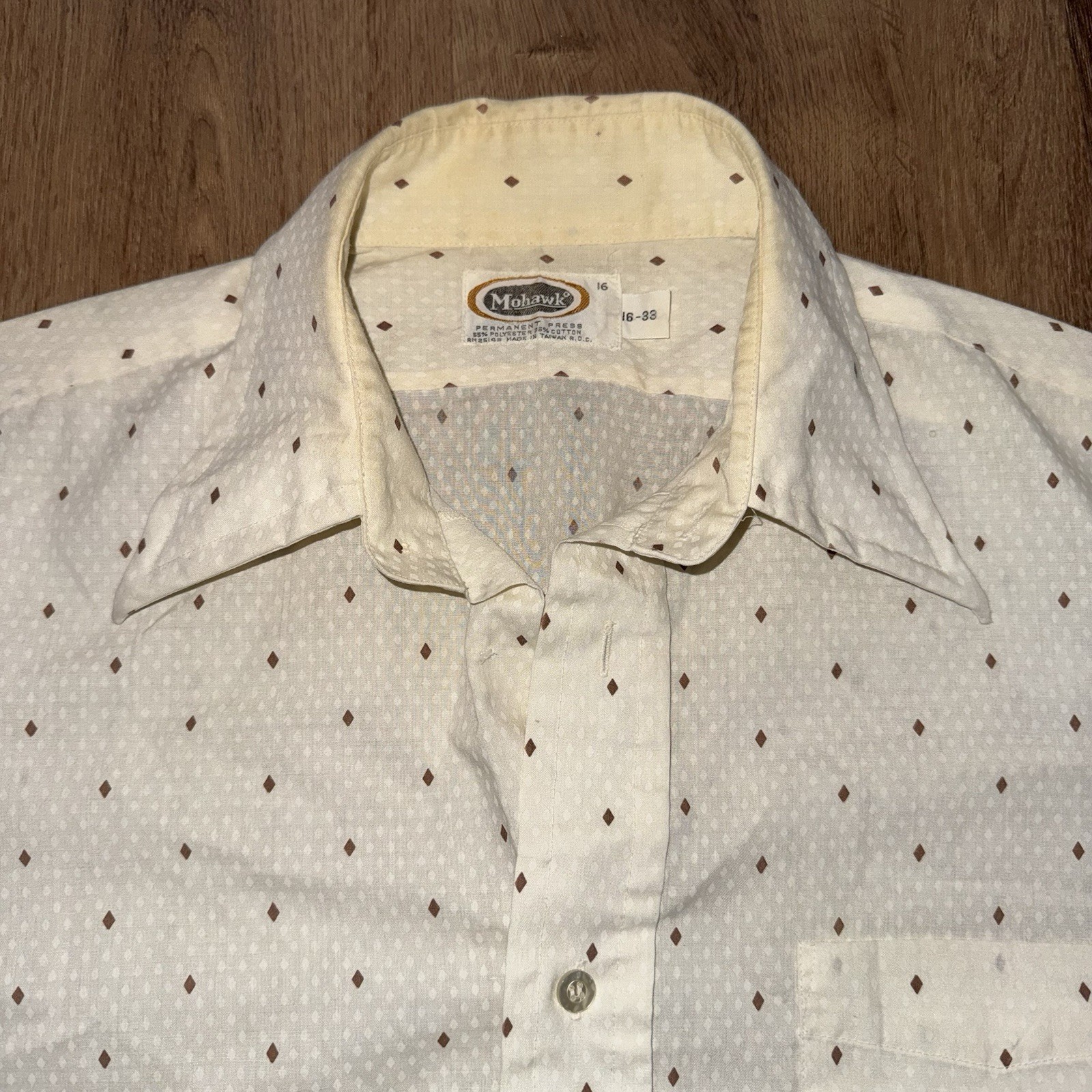Vtg 60s 70s Mohawk Dress Shirt Hippie Disco Saturday Night Fever Mens 16 Large